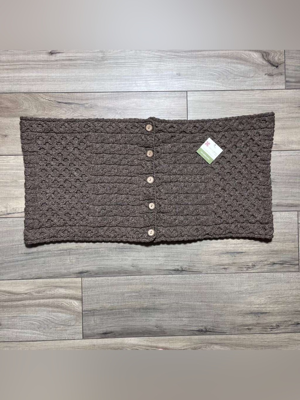 Carraig Donn Womens Snood Scarf With Buttons 100% Merino Wool Made In Ireland